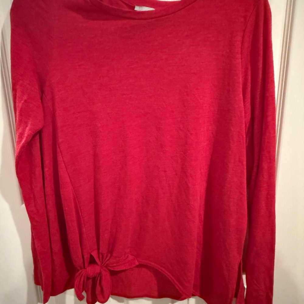 Zara Vibrant Red Long Sleeve Top with Tie Detail